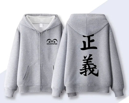 One Piece Navy Premium Zip Up Hoodie