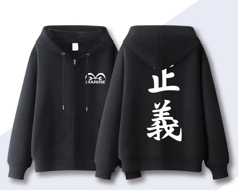 One Piece Navy Premium Zip Up Hoodie