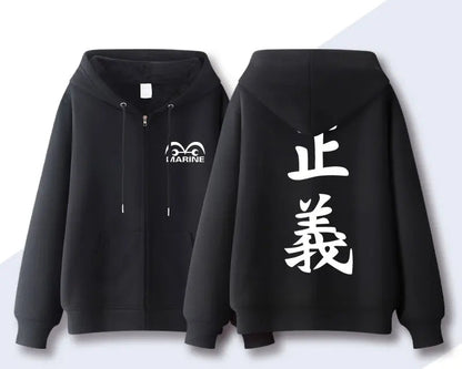 One Piece Navy Premium Zip Up Hoodie